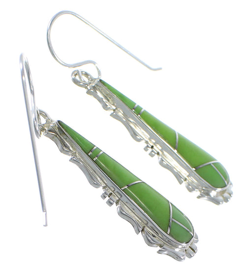 Green Agate Genuine Sterling Silver Hook Earrings CX45324